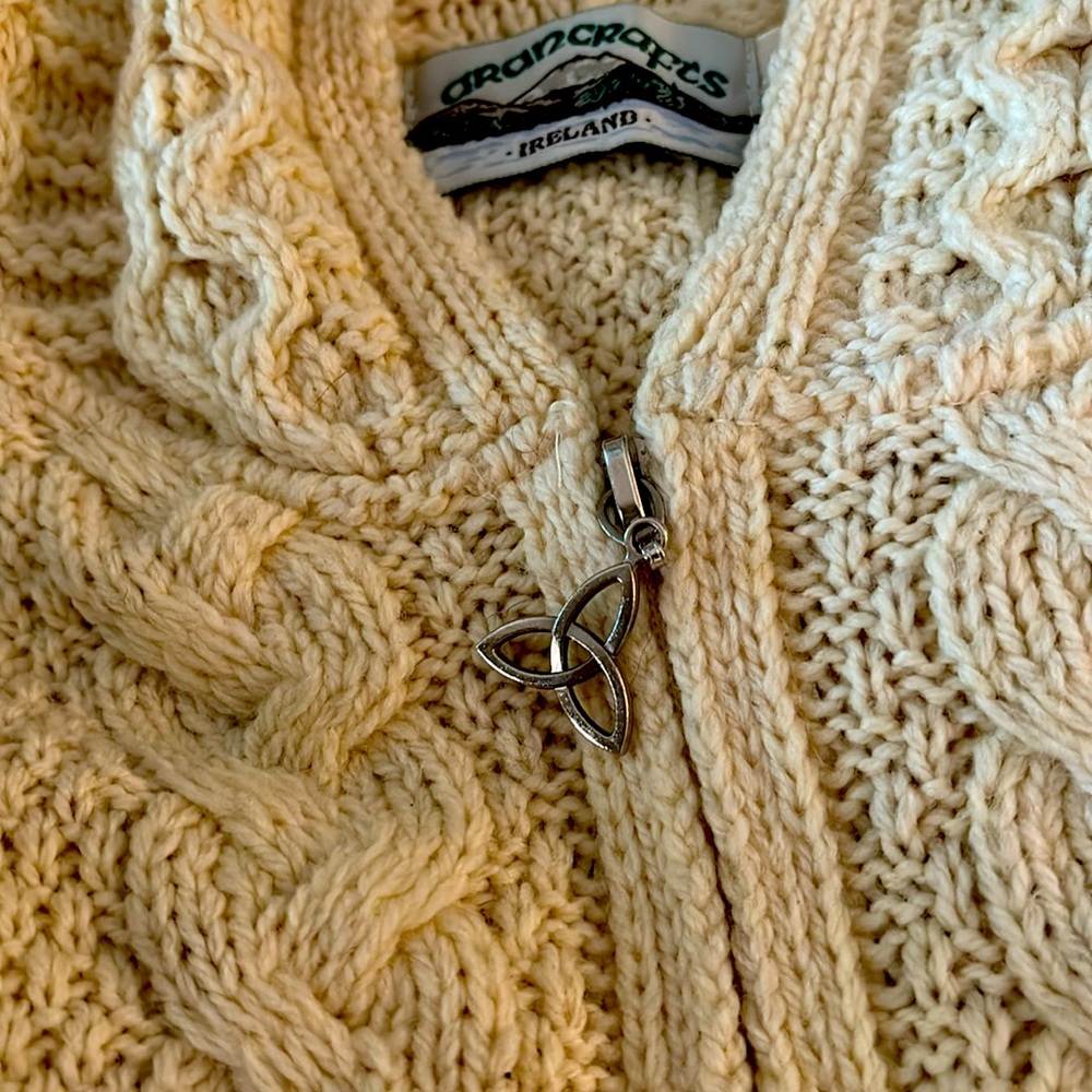 Sweater cardigan with hood and reversible zippers